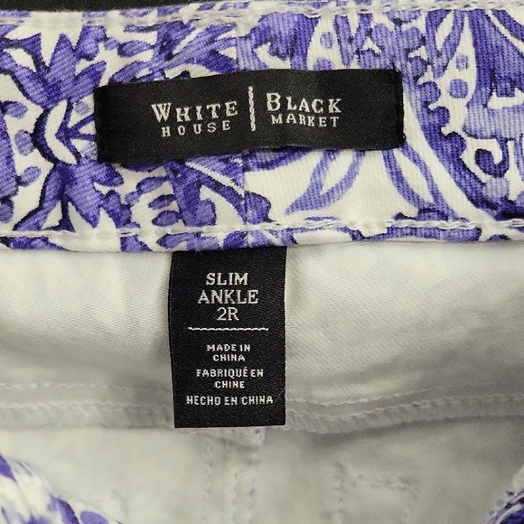 White House Black Market Purple Paisley-Print Ankle Pants - Picture 2 of 5